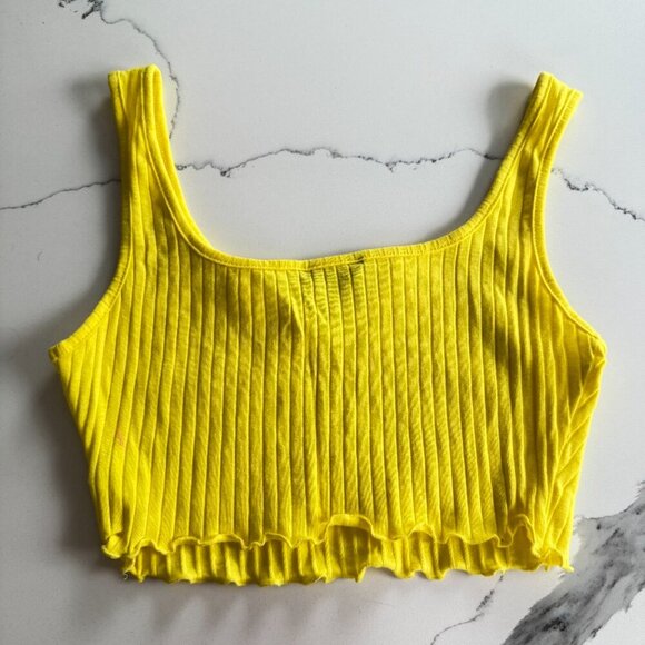 SHEIN | Crop Top | Small | Black and Yellow | Ribbed Cotton Blend - Picture 7 of 12